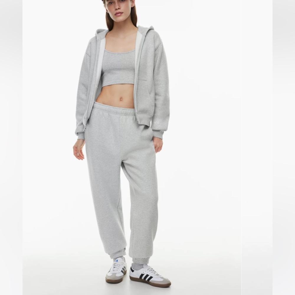 Aritzia TNA cozy fleece boyfriend joggers in grey